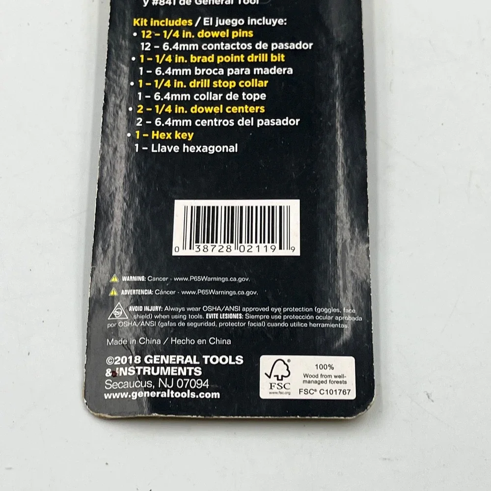 General Doweling Kit Wood 1/4 Inch 17pc Woodworking Set 841014 New Sealed